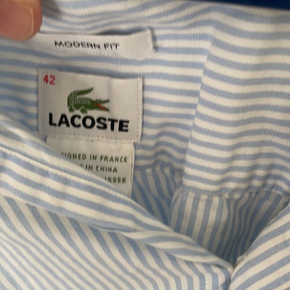Lacoste Short Sleeved Dress Shirt Size 42 - Picture 2 of 6